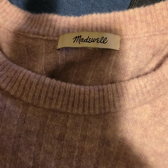 Madewell Bookend Sweater Merino Wool Blend Lilac Purple Crew Neck XS - Picture 4 of 7
